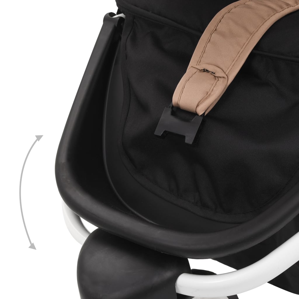 vidaXL Vaikiškas triratis vežimėlis, taupe ir juodos spalvos