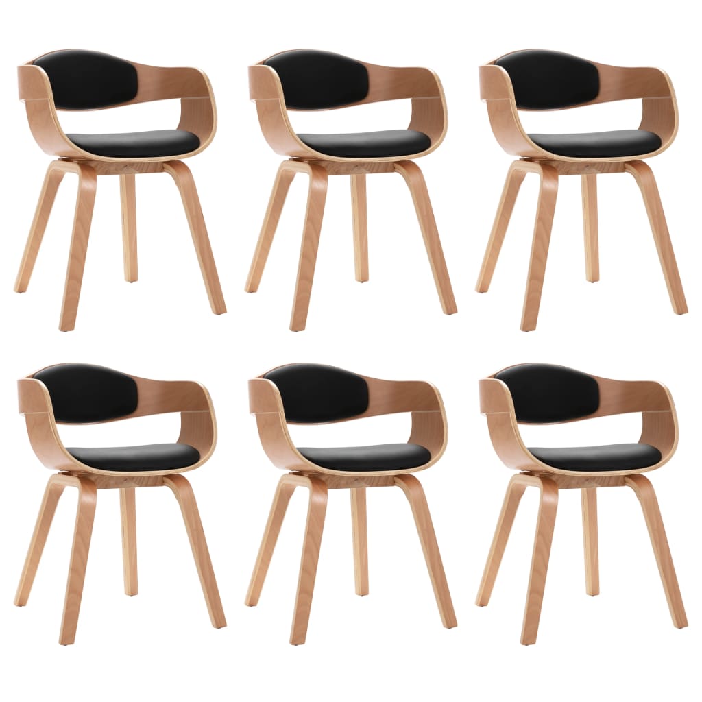 vidaXL Valgomojo kėdės, 6vnt., išlenkta mediena ir dirbtinė oda