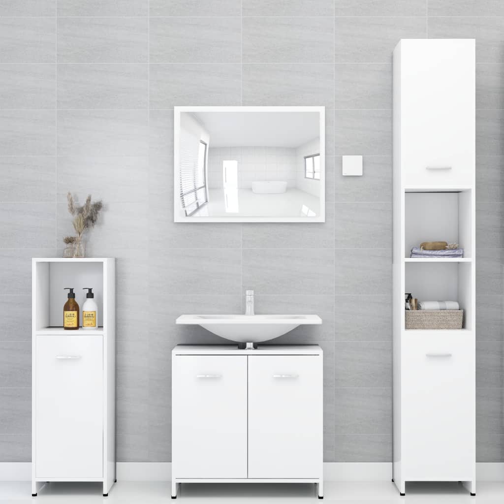 vidaXL Vonios kambario spintelė, baltos spalvos, 30x30x95cm, MDP