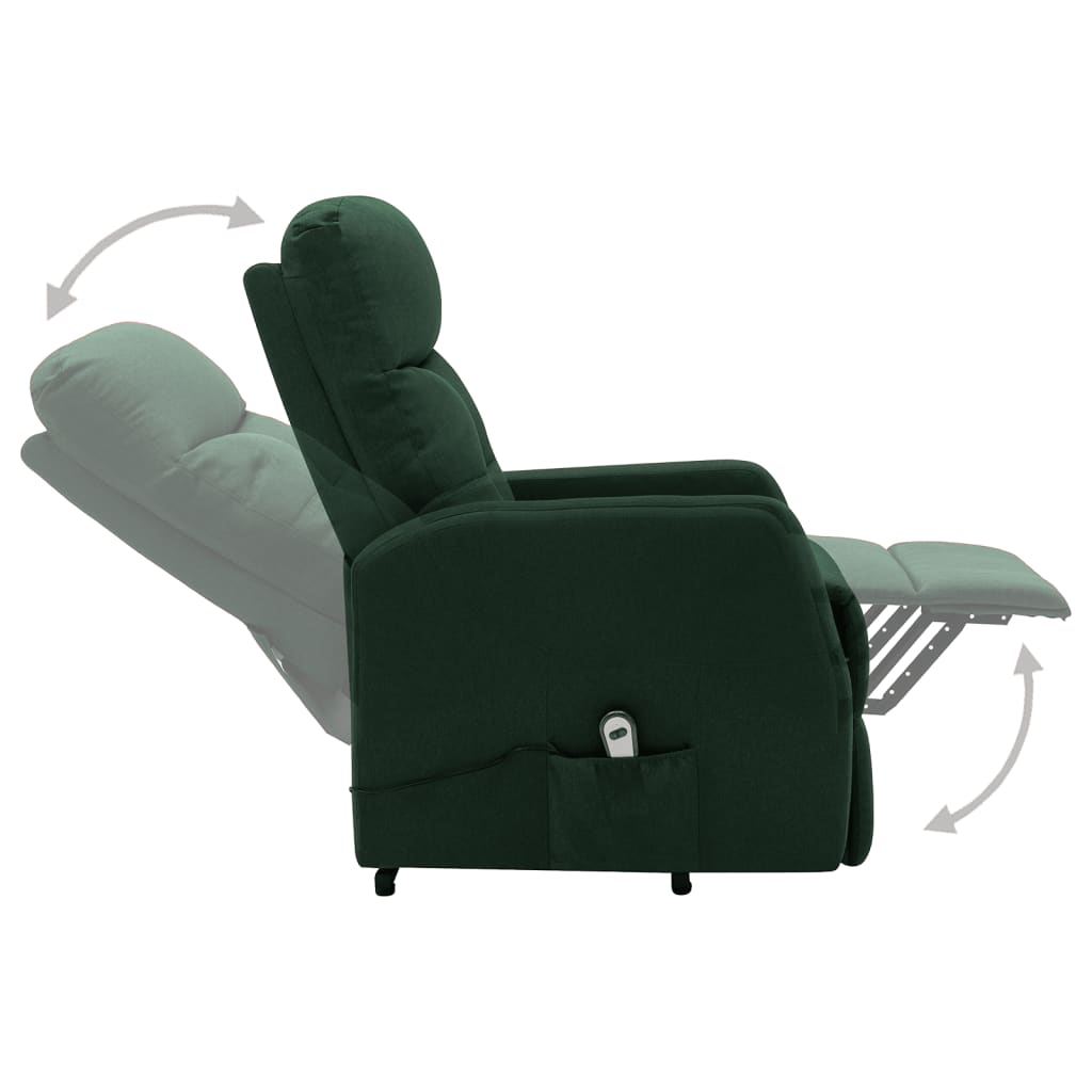 vidaXL Atsistojantis krėslas, tamsiai žalios spalvos, audinys
