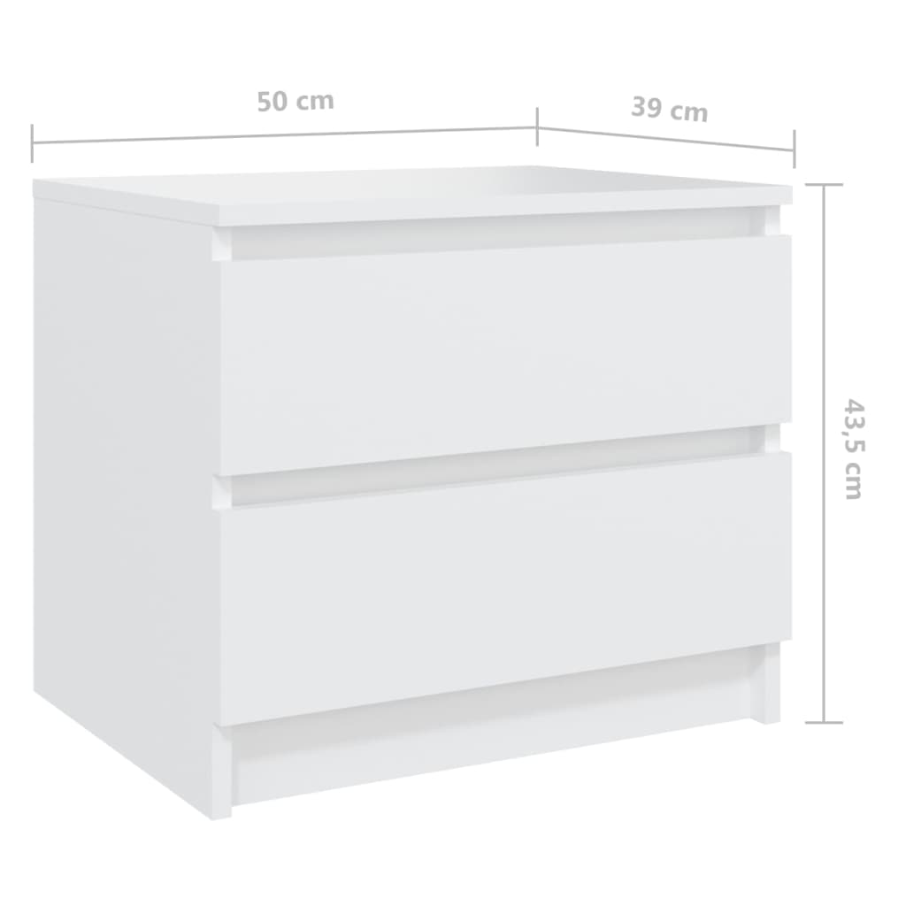 vidaXL Naktinė spintelė, balta, 50x39x43,5cm, apdirbta mediena