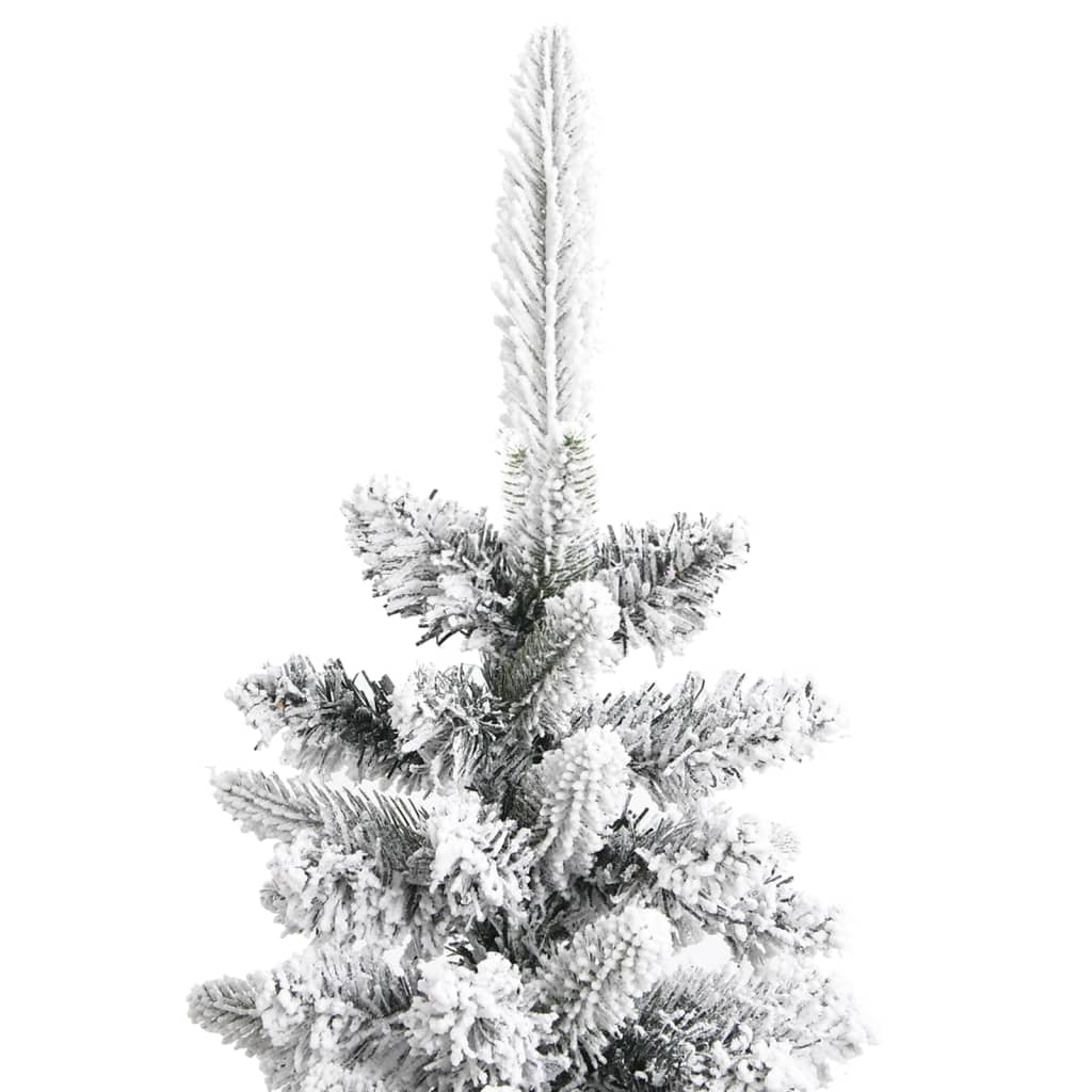 vidaXL Dirbtinė siaura Kalėdų eglutė su sniegu, 210cm, PVC ir PE