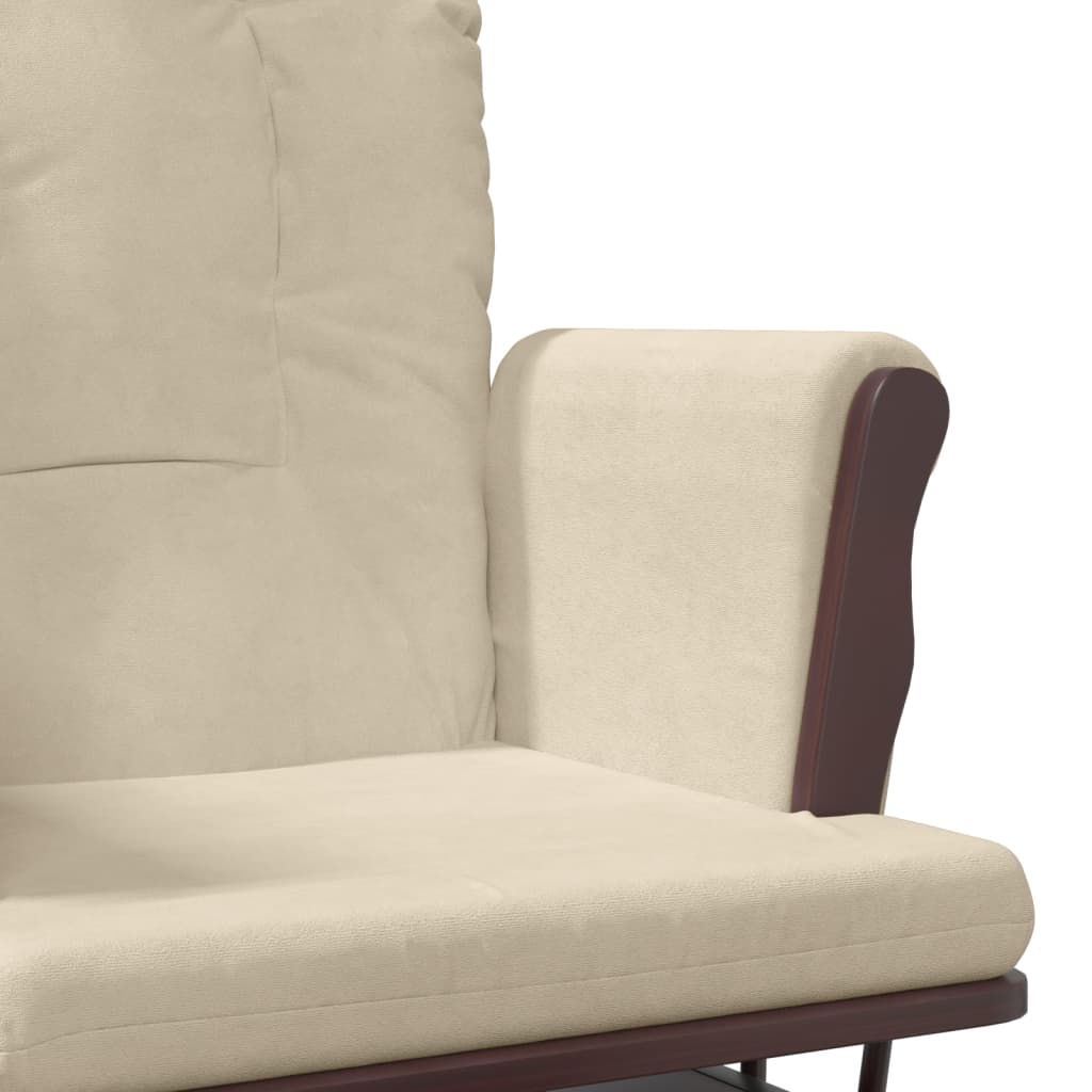 vidaXL Supama kėdė su pakoja, kreminės baltos spalvos, audinys