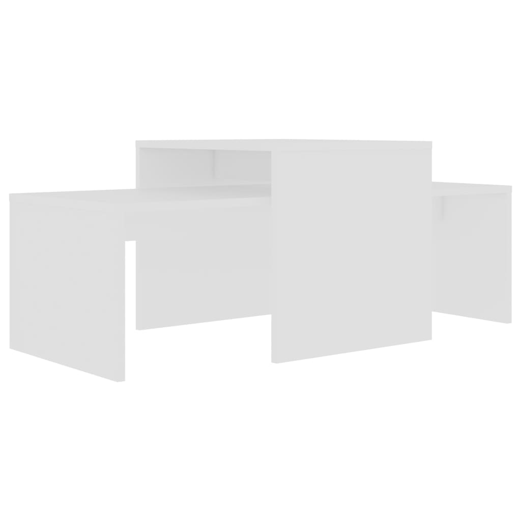 vidaXL Kavos staliukų komplektas, baltas, 100x48x40cm, MDP