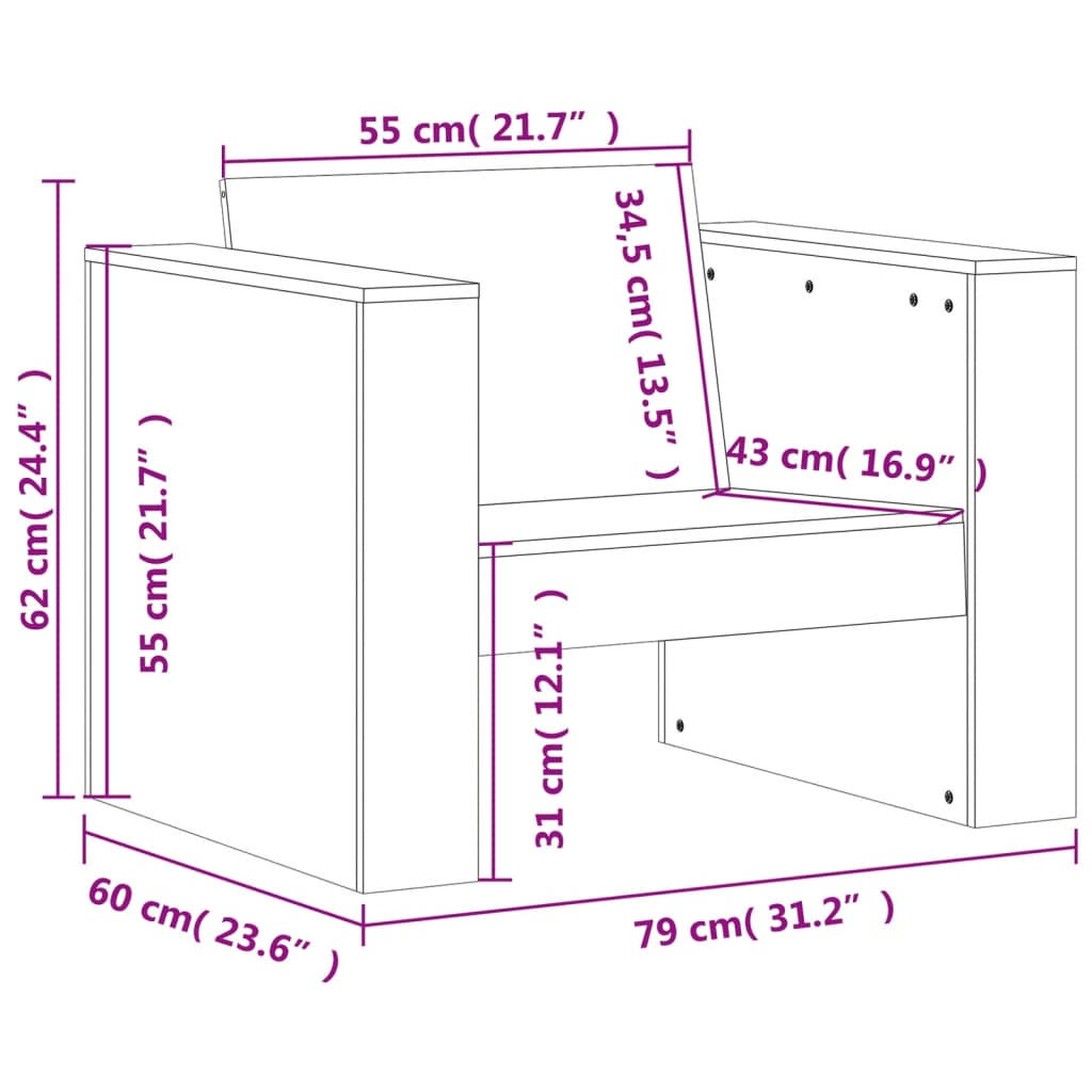 vidaXL Sodo poilsio baldų komplektas, 2 dalių, douglas eglės masyvas