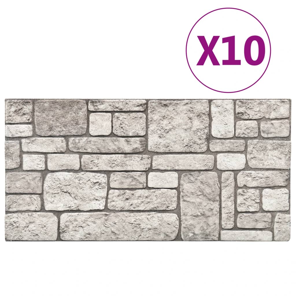 vidaXL 3D Sienos plokštės, 10vnt., pilkos, EPS, plytų dizaino