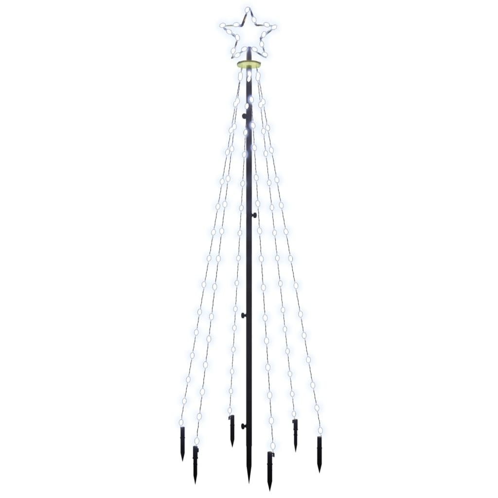 vidaXL Kalėdų eglutė su kuoliuku, šaltos baltos spalvos, 108LED, 180cm