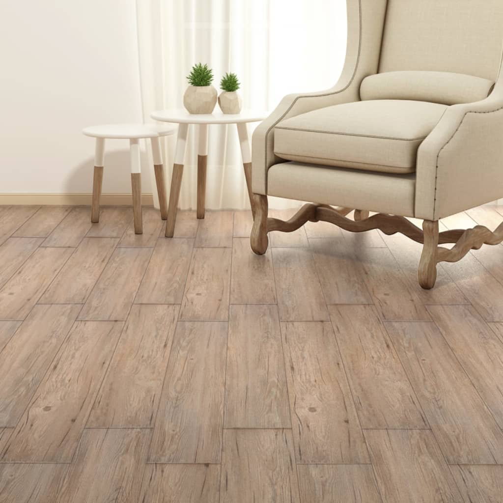 vidaXL PVC grindų plokštės, prilipdomos, 5,02m², 2mm, ąžuolo ruda