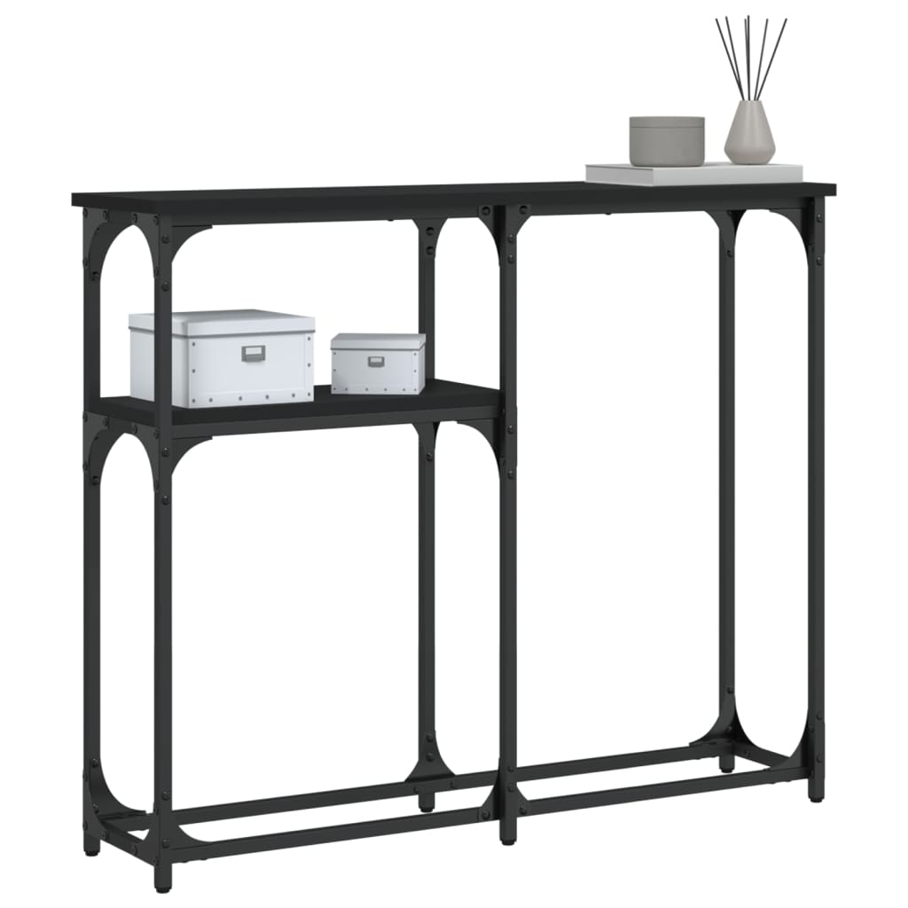 vidaXL Konsolinis staliukas, juodas, 90x22,5x75cm, apdirbta mediena