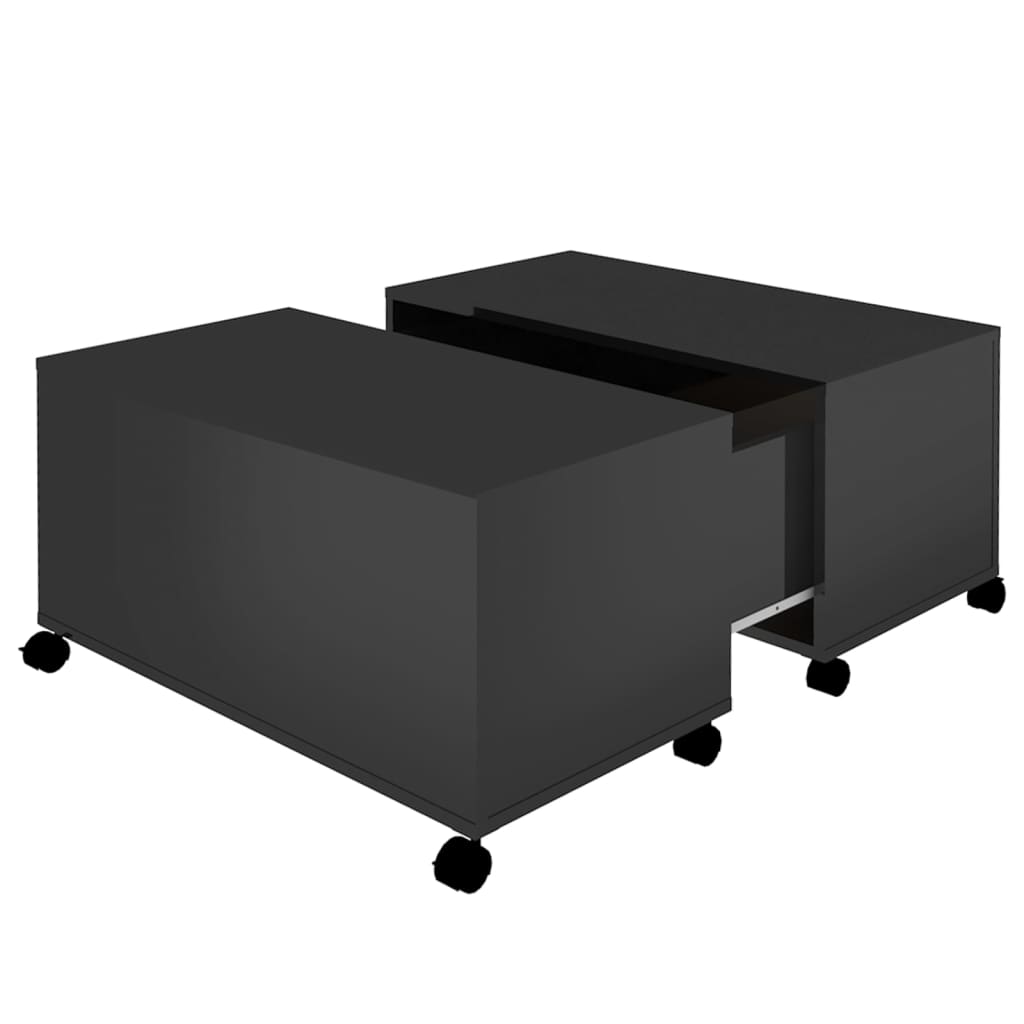 vidaXL Kavos staliukas, juodos spalvos, 75x75x38cm, MDP, blizgus