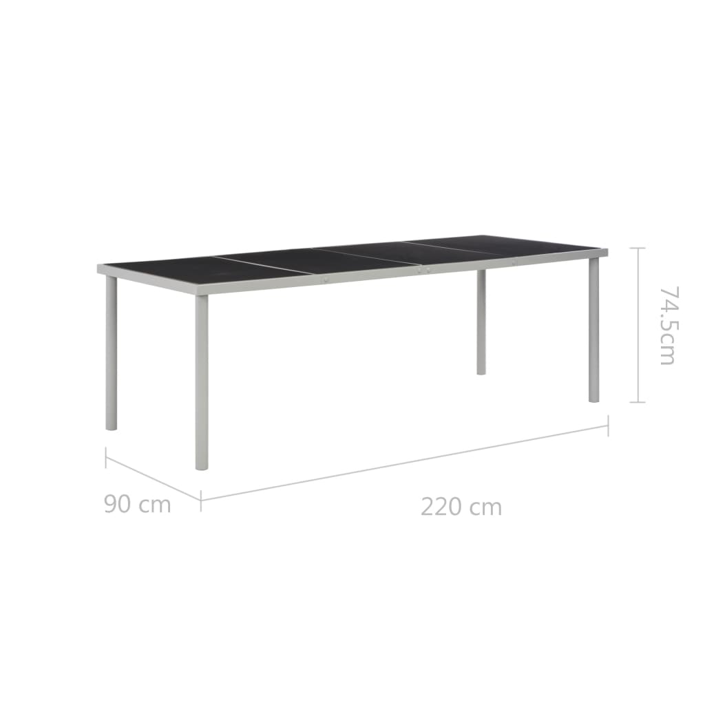vidaXL Sodo stalas, juodas, 220x90x74,5cm, plienas