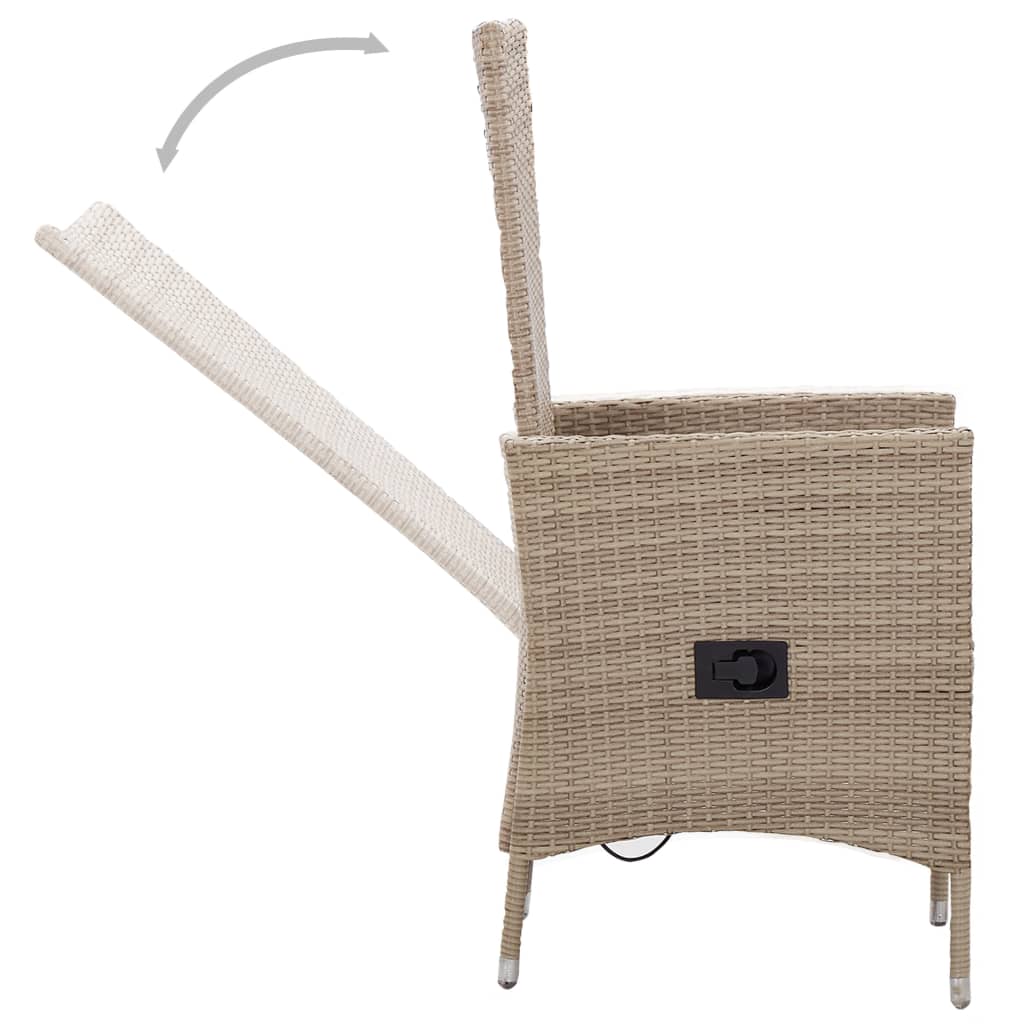 vidaXL Lauko kėdės su pagalvėlėmis, 2vnt., smėlio spalvos, poliratanas
