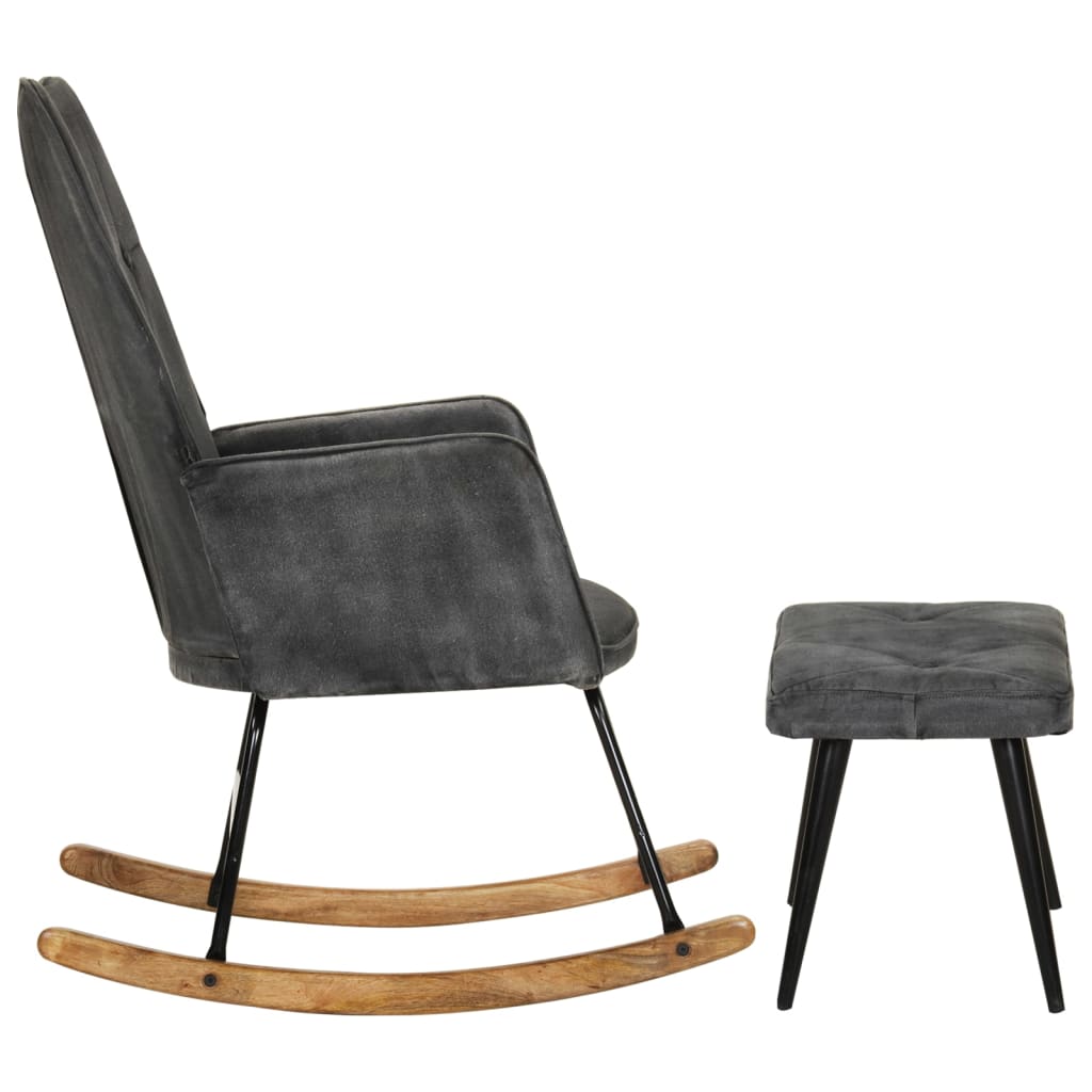 vidaXL Supama kėdė su pakoja, juodos spalvos, drobė, vintažinė