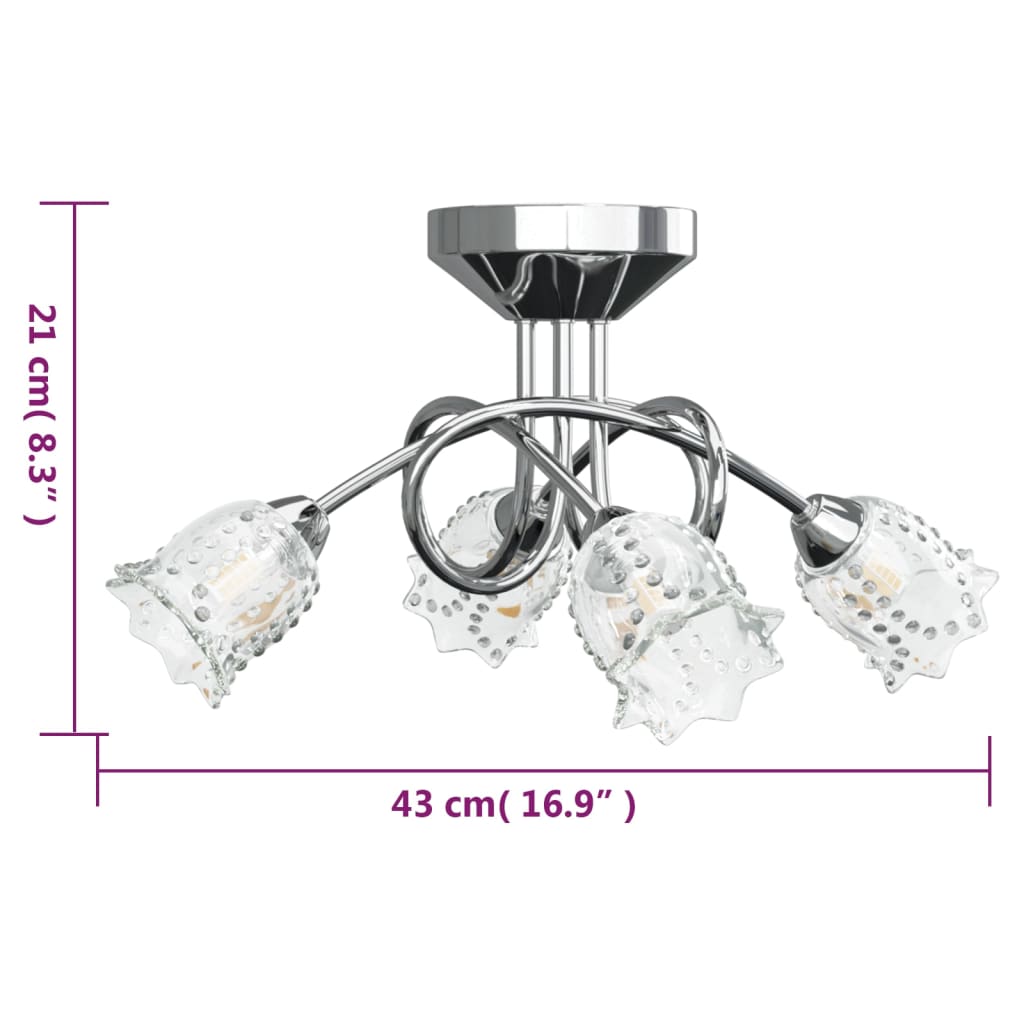 vidaXL Lubinis šviestuvas su stikliniais gaubtais 4 G9 LED lemputėms