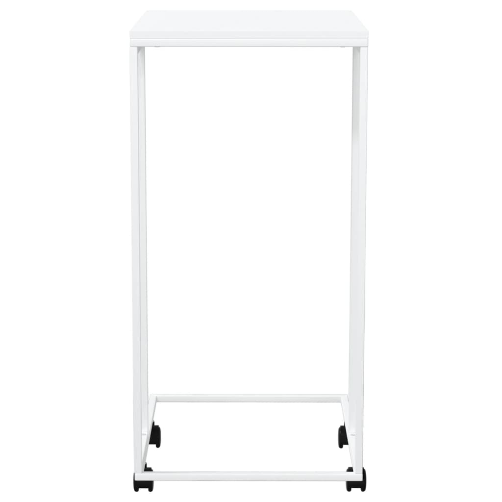 vidaXL Šoninis staliukas su ratukais, baltas, 40x30x63,5cm, mediena