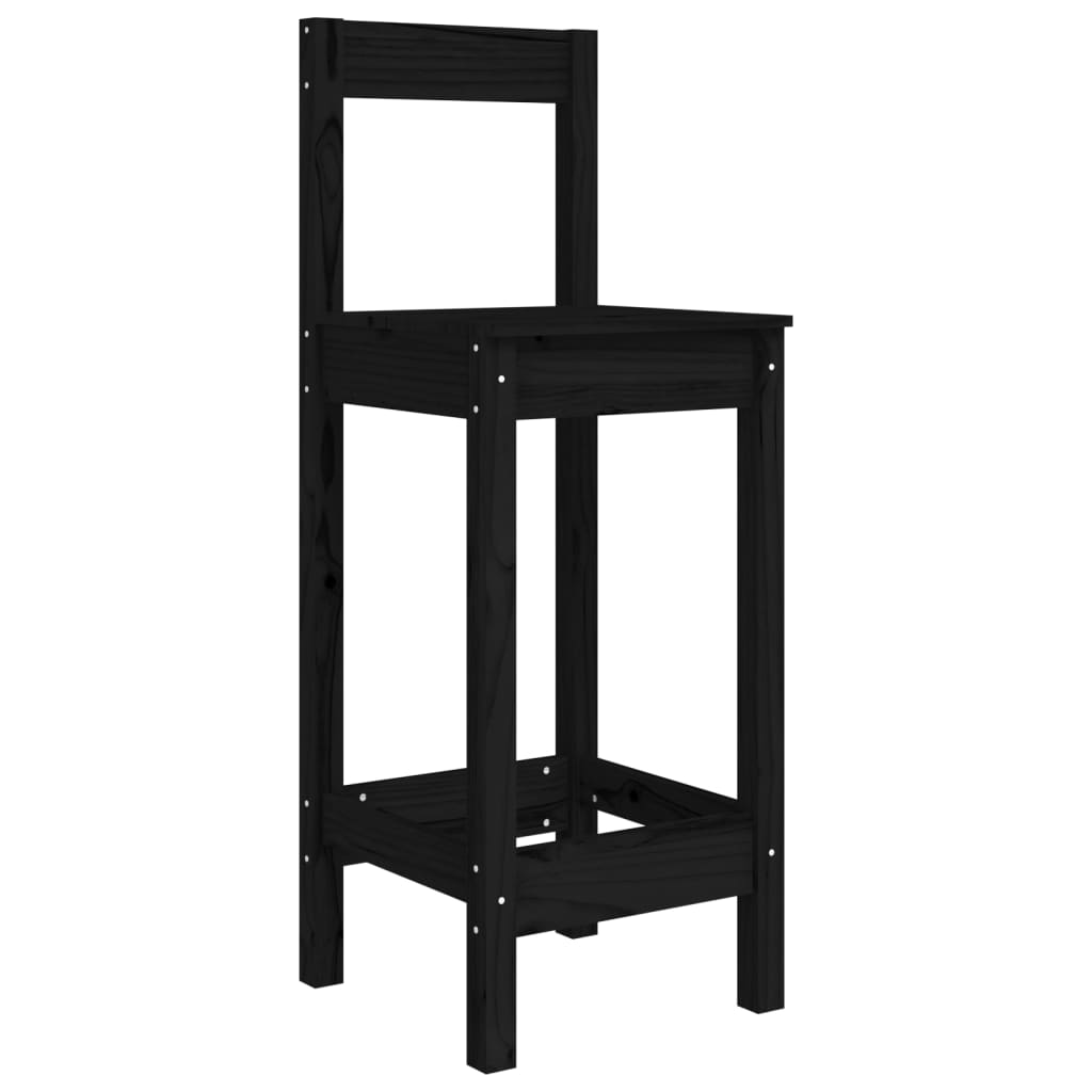 vidaXL Baro kėdės, 2vnt., juodos, 40x41,5x112cm, pušies masyvas