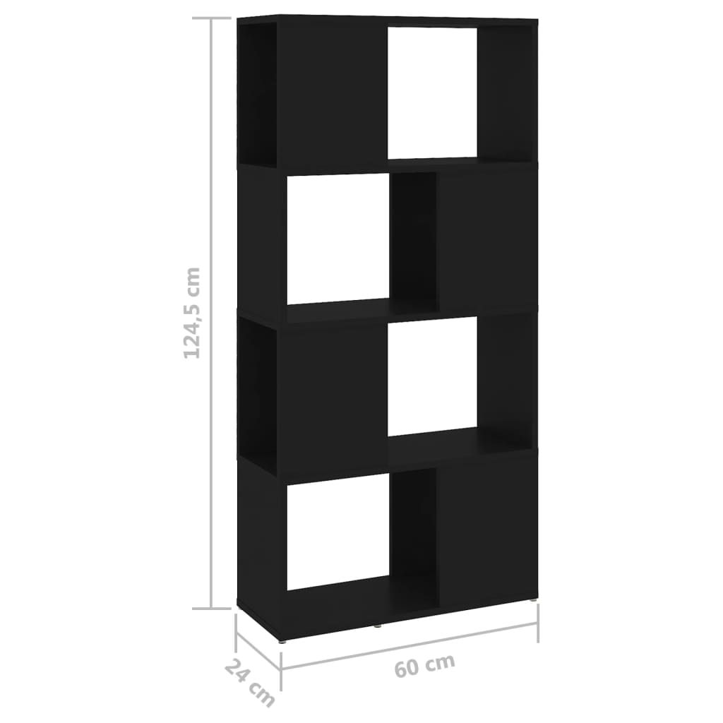 vidaXL Spintelė knygoms/kambario pertvara, juoda, 60x24x124,5cm, MDP