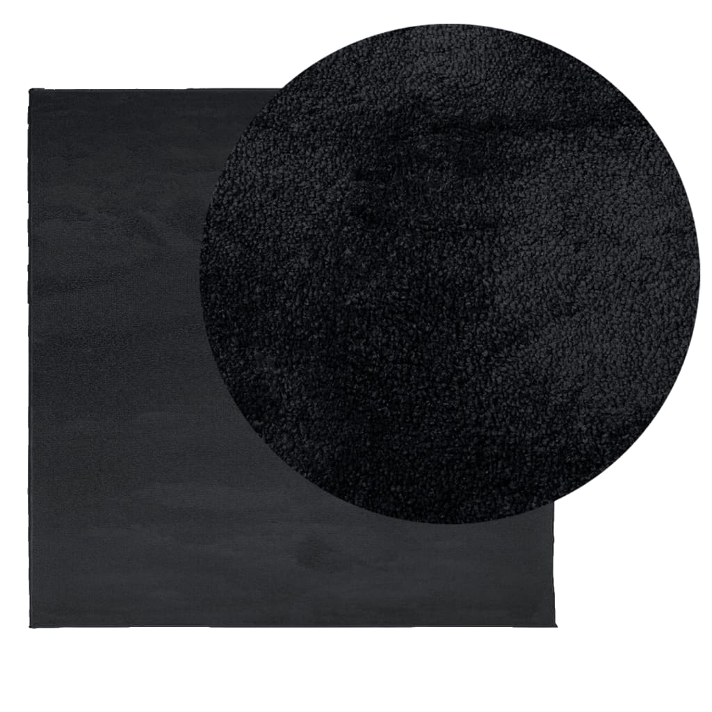 vidaXL Kilimas OVIEDO, juodos spalvos, 160x160cm, trumpi šereliai