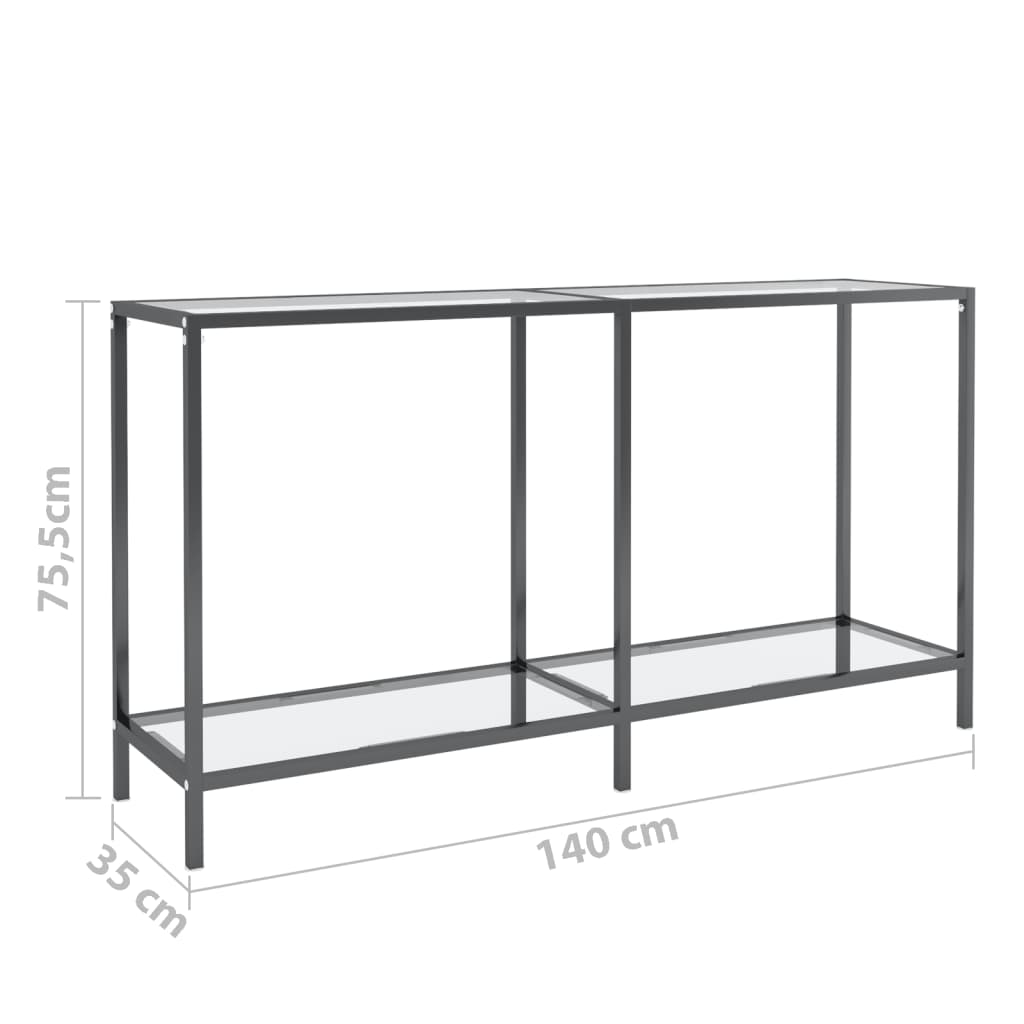 vidaXL Konsolinis staliukas, skaidrus, 140x35x75,5cm, stiklas