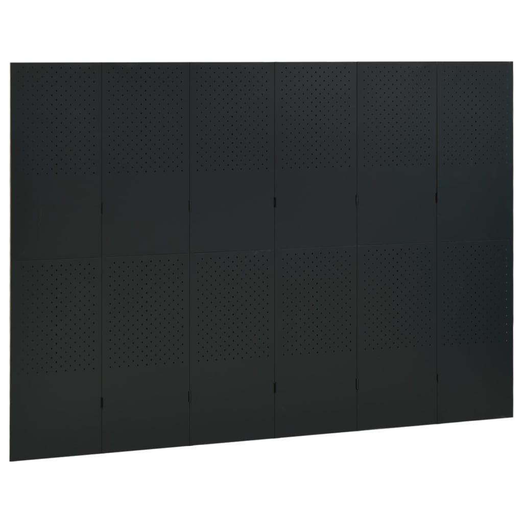 vidaXL Kambario pertvara, 6 dalių, juodos spalvos, 240x180cm, plienas