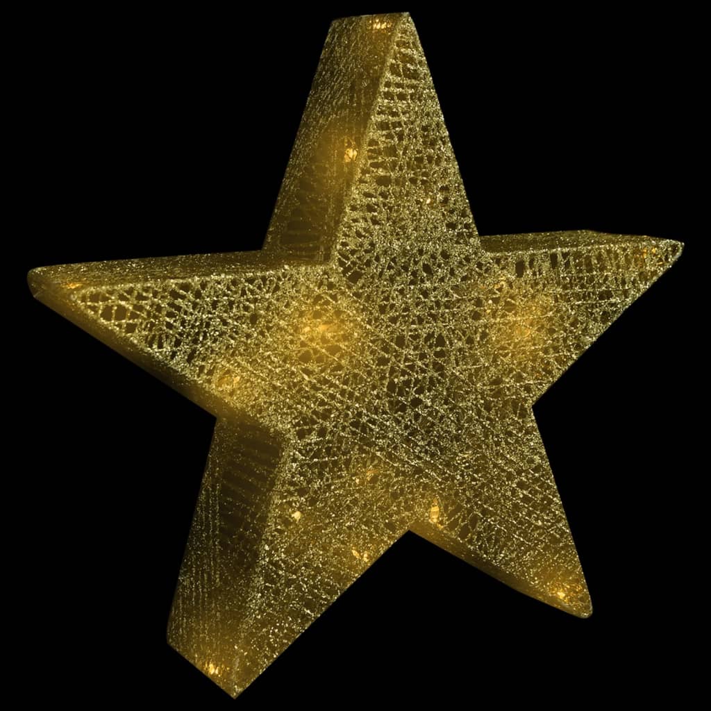 vidaXL Kalėdų dekoracija žvaigždės, 3vnt., auksinės, tinklinės, su LED