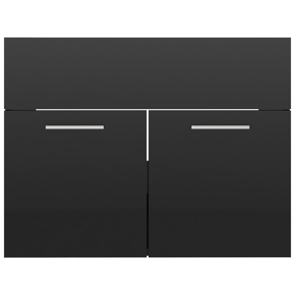 vidaXL Vonios kambario baldų komplektas, juodas, MDP, ypač blizgus