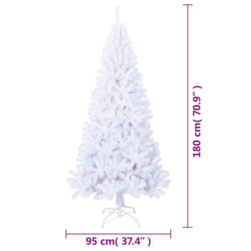 vidaXL Dirbtinė Kalėdų eglutė su storomis šakomis, balta, 180cm, PVC