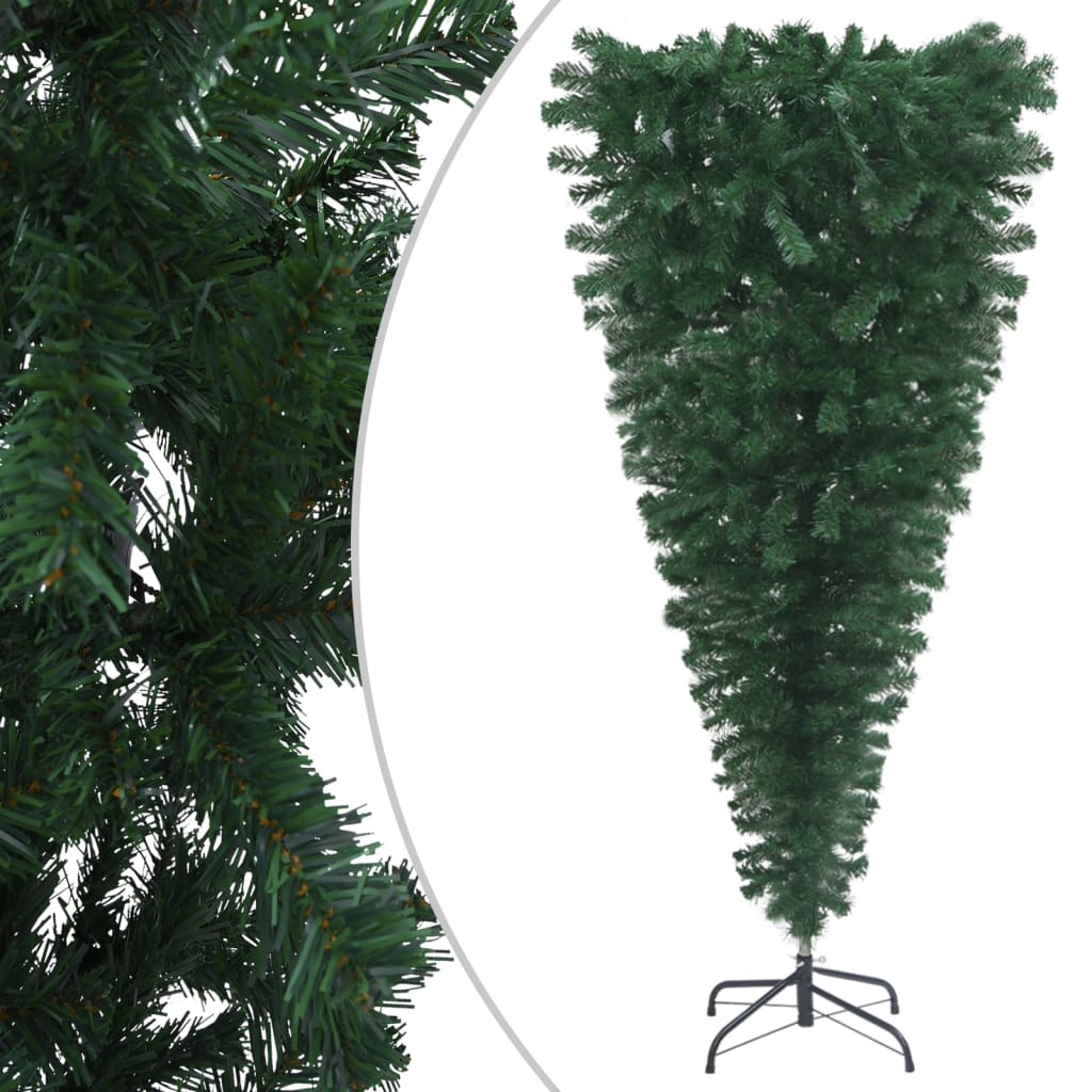 vidaXL Dirbtinė apversta apšviesta Kalėdų eglutė, žalia, 210cm
