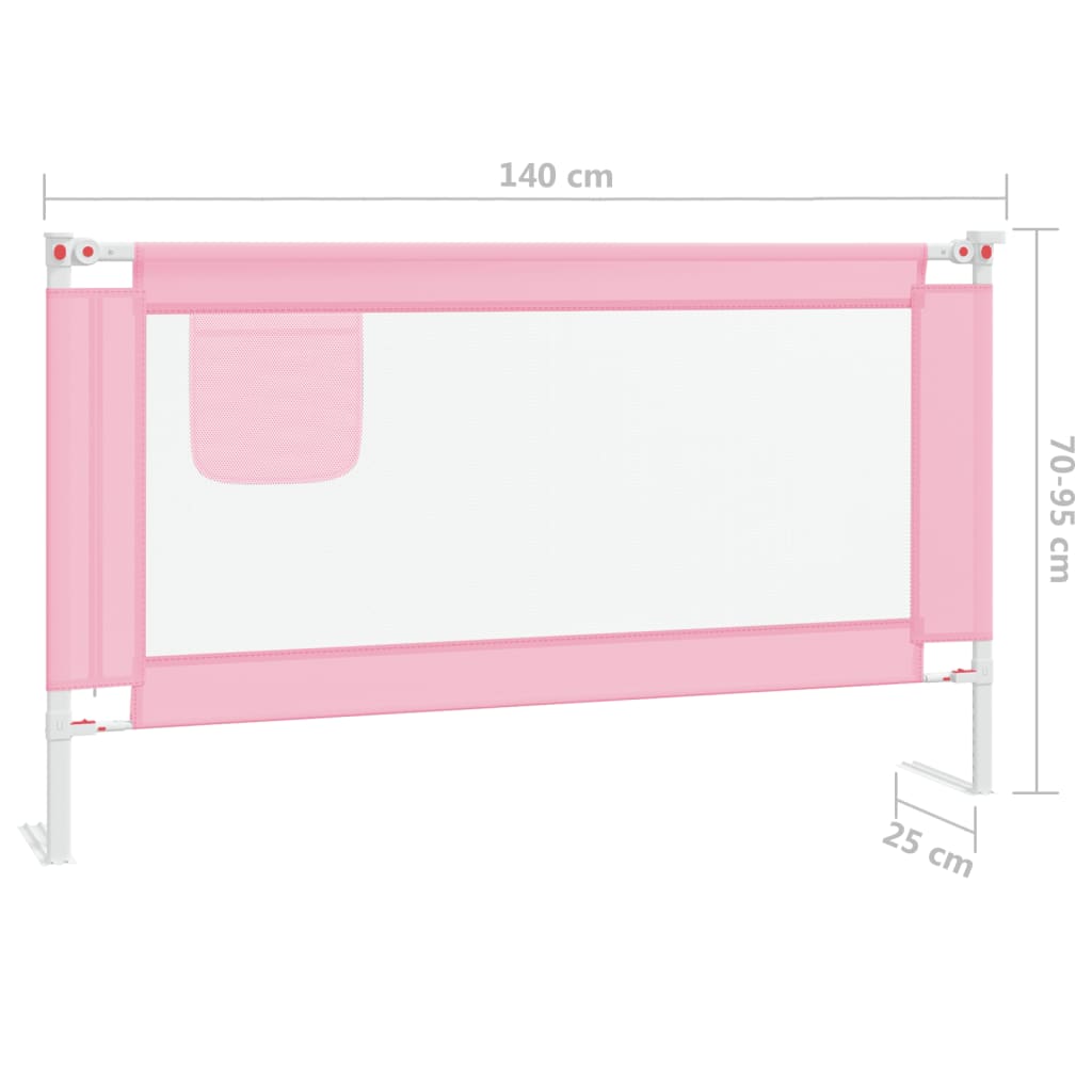 vidaXL Apsauginis turėklas vaiko lovai, rožinis, 140x25cm, audinys