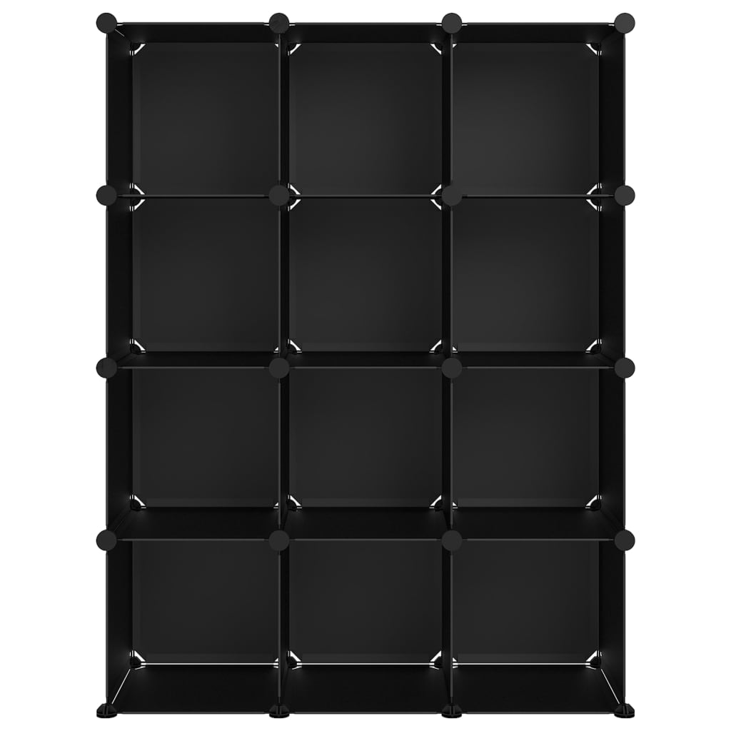 vidaXL Lentyna su 12 kubo formos skyrių, juodos spalvos, PP