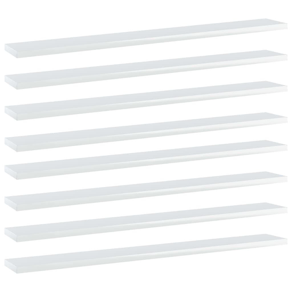 vidaXL Knygų lentynos plokštės, 8vnt., baltos, 80x10x1,5cm, MDP