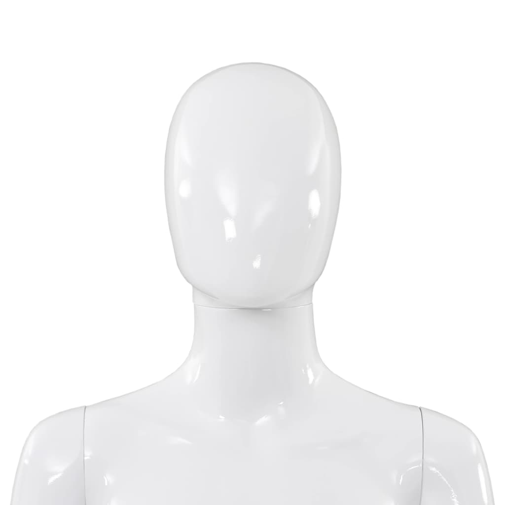 vidaXL Moteriškas manekenas, stiklo pagrindas, blizgus, baltas, 175cm