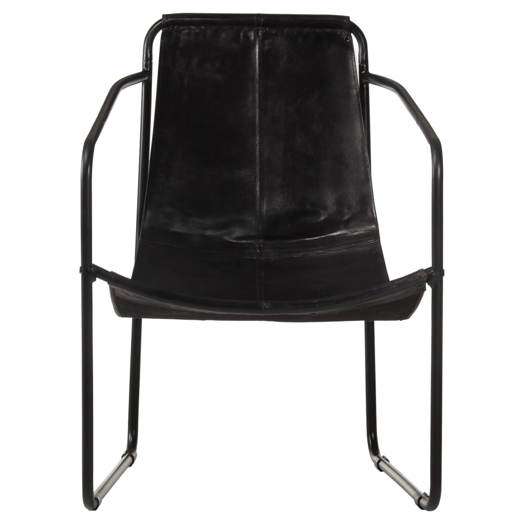 vidaXL Poilsio krėslas, juodos spalvos, tikra oda