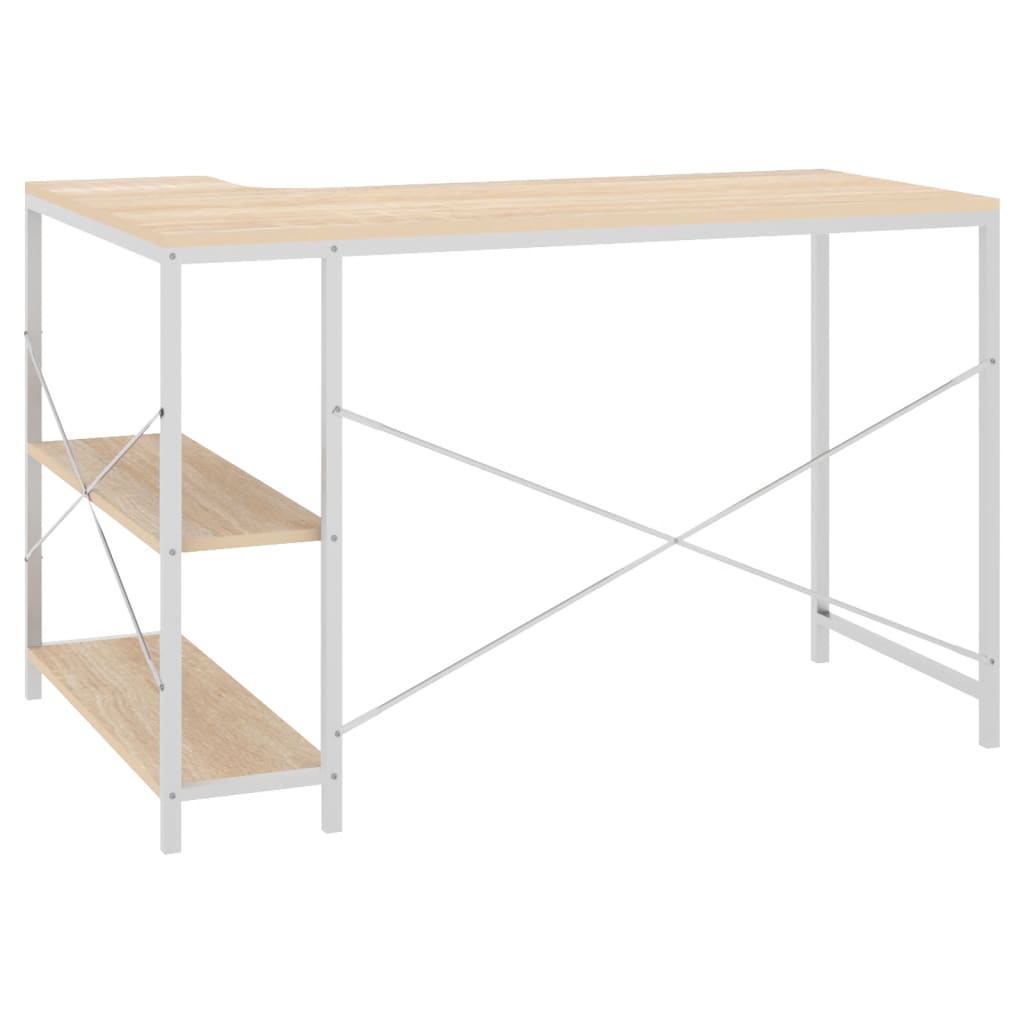vidaXL Kompiuterio stalas, baltas ir ąžuolo, 110x72x70cm, mediena