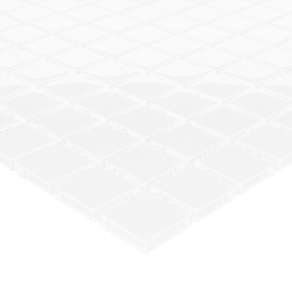 vidaXL Mozaikinės plytelės, 11vnt., baltos, 30x30cm, stiklas
