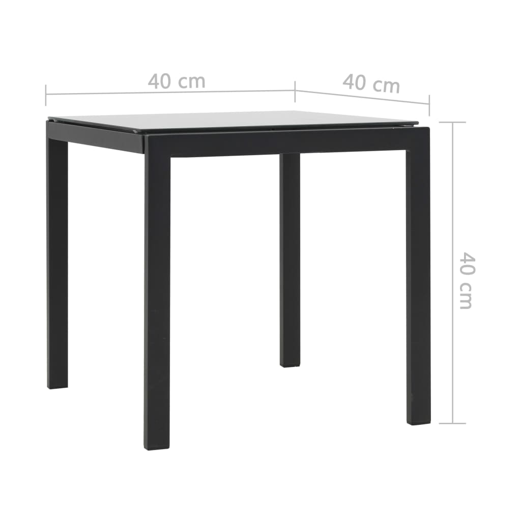 vidaXL Gultai, 2vnt., su staliuku, poliratanas ir tekstilenas, juodi