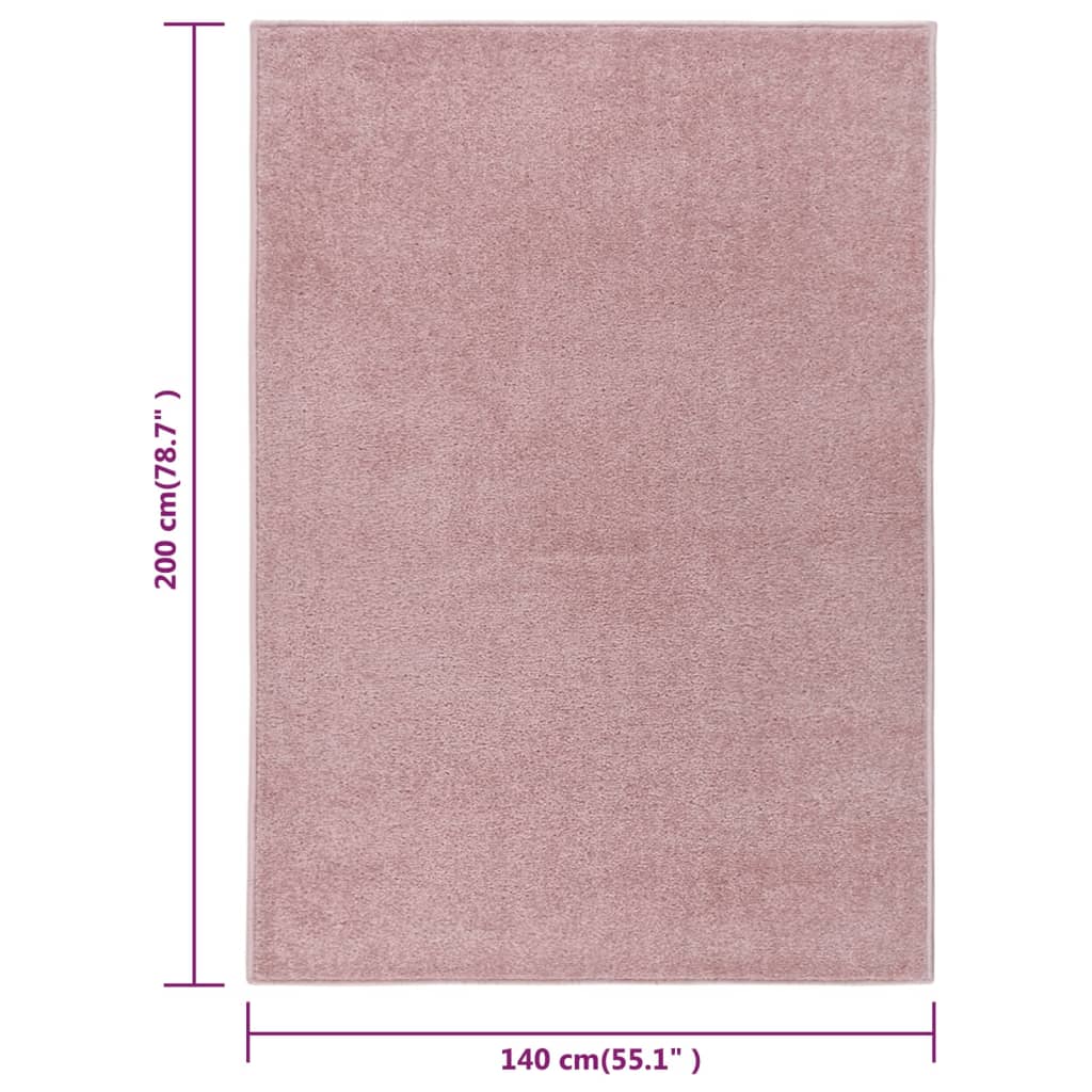 vidaXL Kilimėlis, rožinės spalvos, 140x200cm, trumpi šereliai