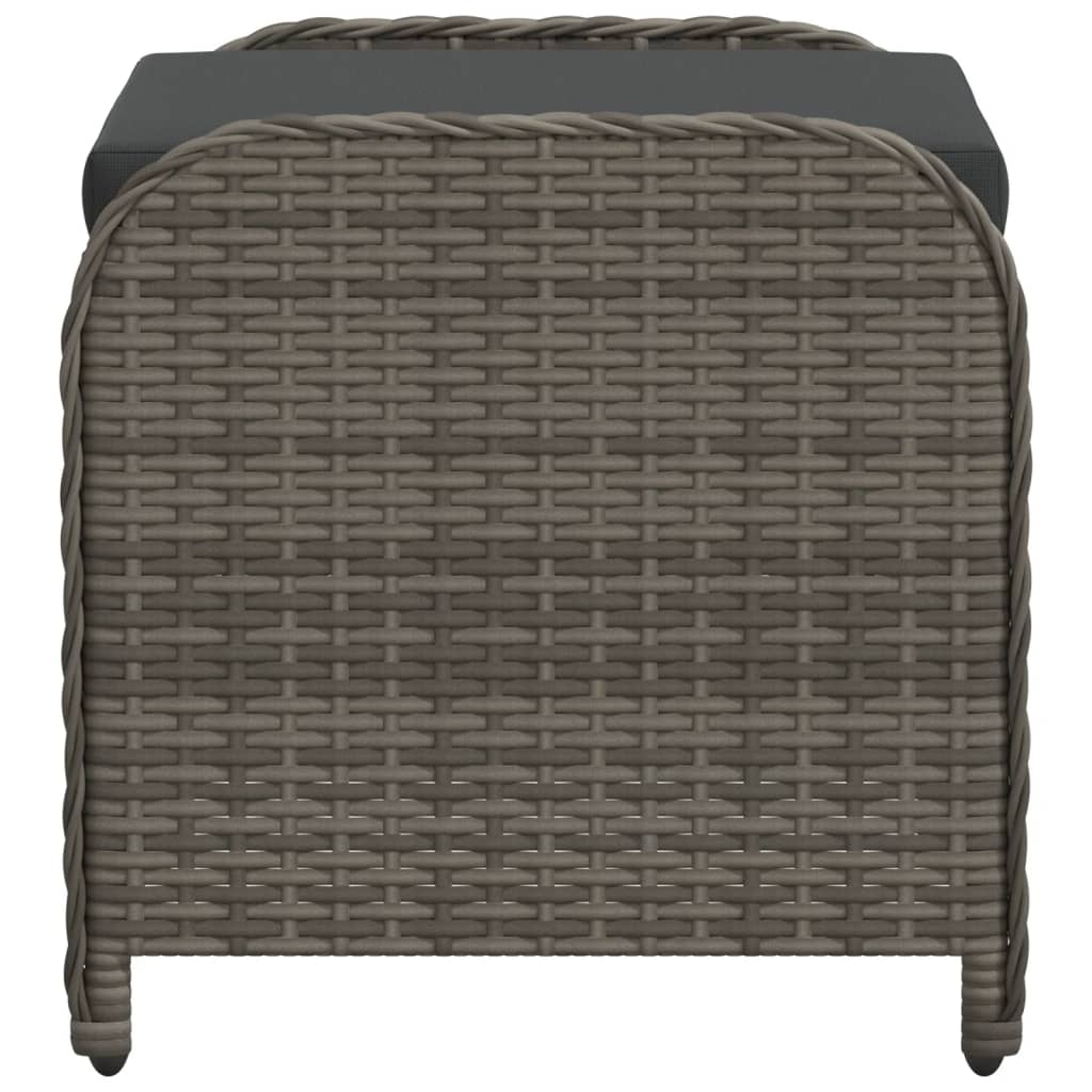vidaXL Sodo taburetė su pagalvėle, pilka, 58x46x46cm, poliratanas