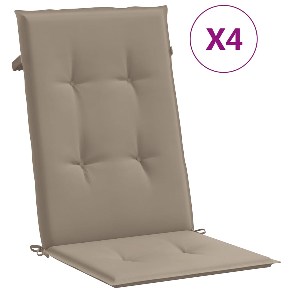 vidaXL Sodo kėdės pagalvėlės, 4vnt., taupe, 120x50x3cm, audinys