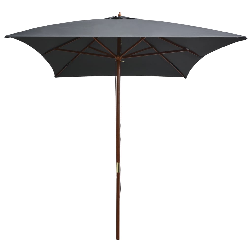 vidaXL Lauko skėtis su mediniu stulpu, 200x300cm, antracito sp.