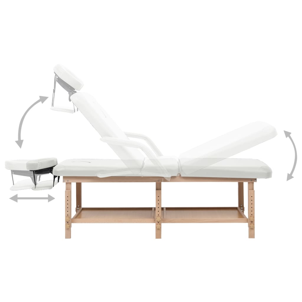 vidaXL Masažo stalas, baltos spalvos, dirbtinė oda, 3 zonų
