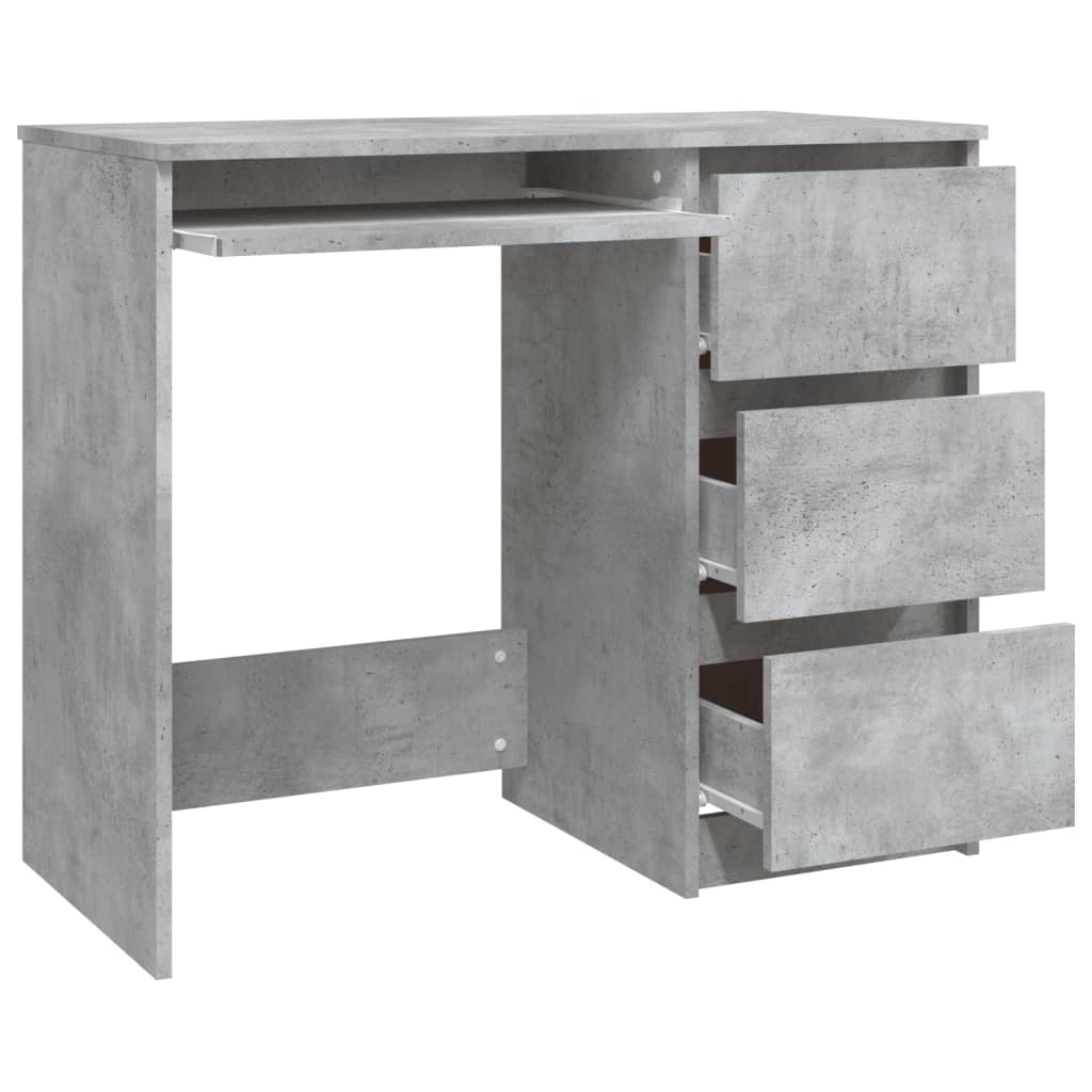 vidaXL Rašomasis stalas, betono pilkos spalvos, 90x45x76cm, MDP
