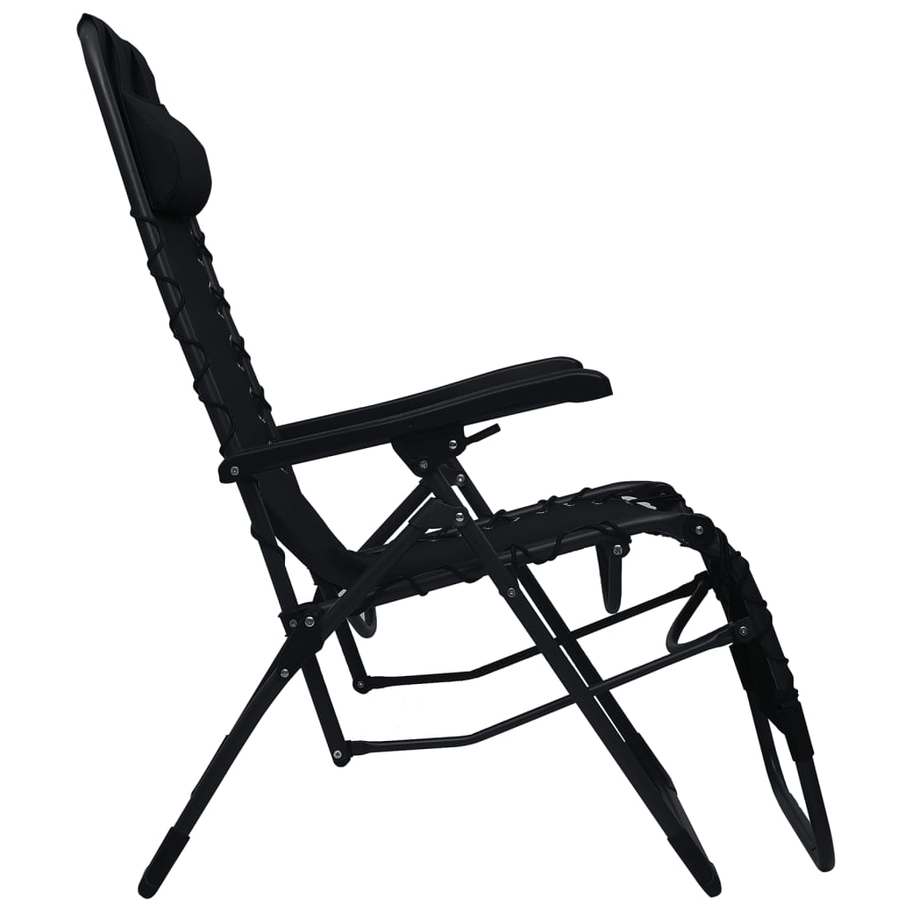 vidaXL Sulankstomos terasos kėdės, 2vnt., juodos spalvos, tekstilenas