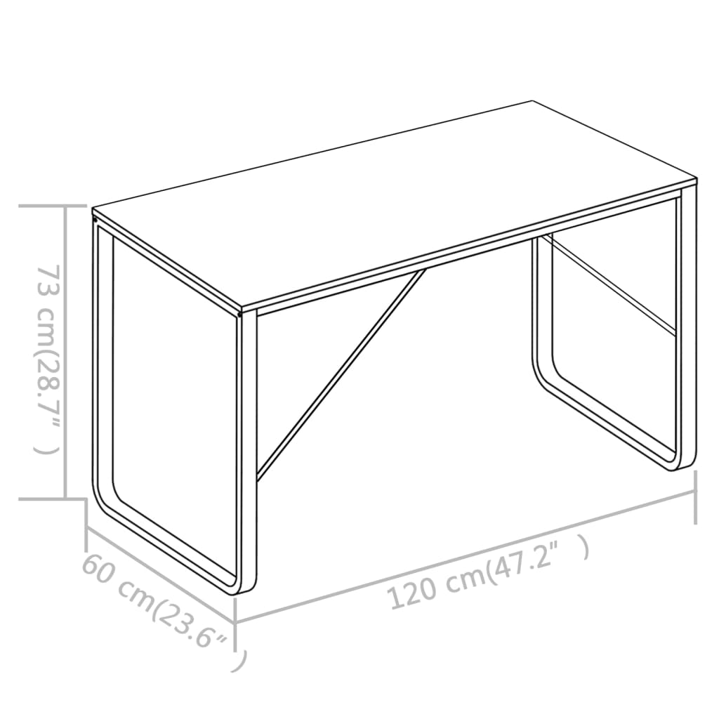 vidaXL Kompiuterio stalas, juodos ir ąžuolo spalvos, 120x60x73cm