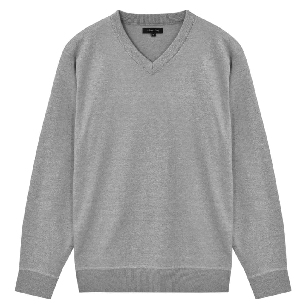 vidaXL Vyriškas megztinis, pilkos spalvos, V formos apykaklė, XL