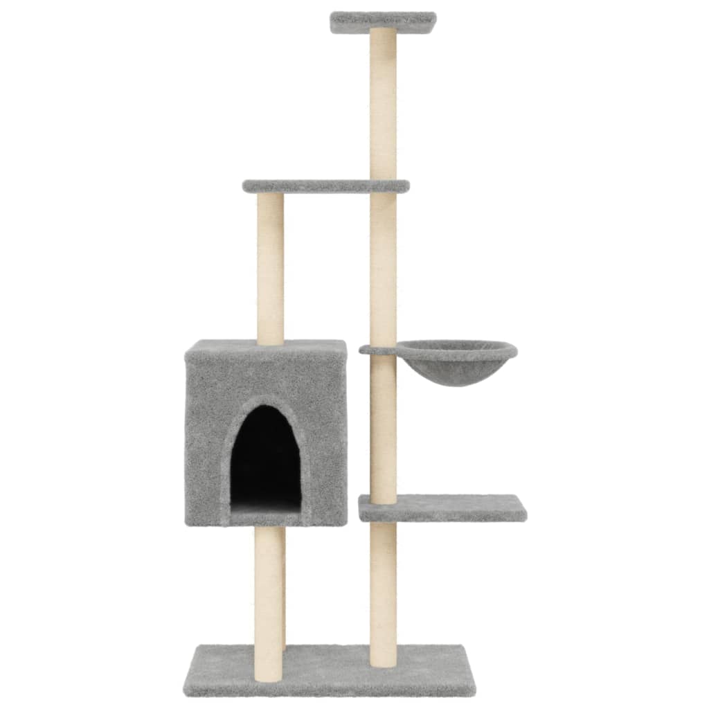 vidaXL Draskyklė katėms su stovais iš sizalio, šviesiai pilka, 145cm