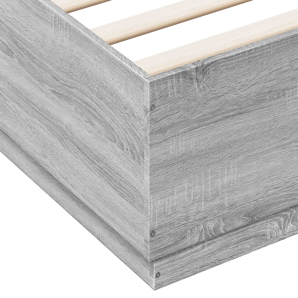 vidaXL Lovos rėmas, pilkos ąžuolo spalvos, 150x200cm, apdirbta mediena