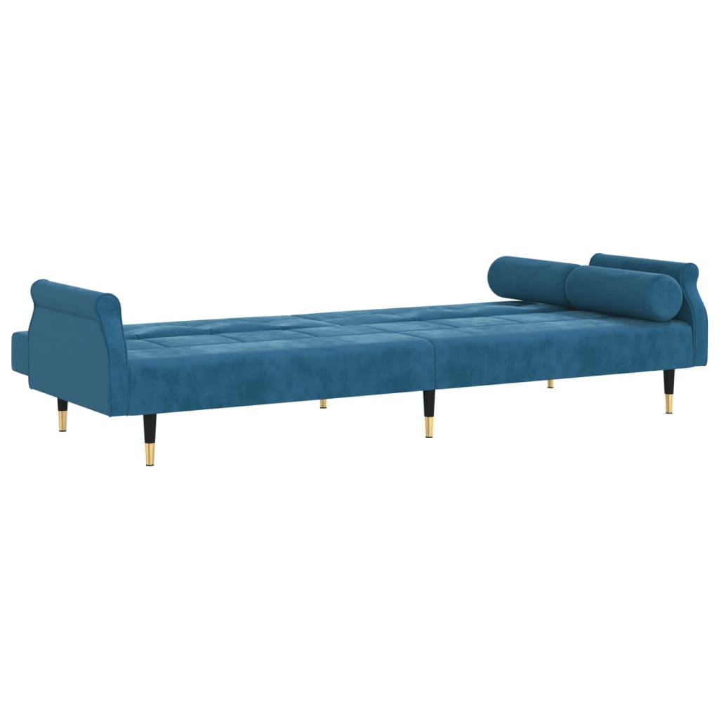 vidaXL Sofa-lova su pagalvėlėmis, mėlynos spalvos, aksomas