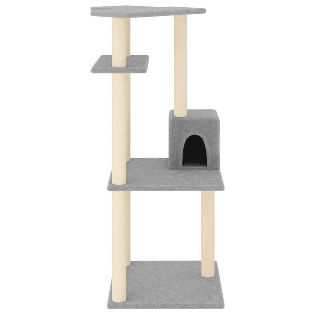 vidaXL Draskyklė katėms su stovais iš sizalio, šviesiai pilka, 123cm