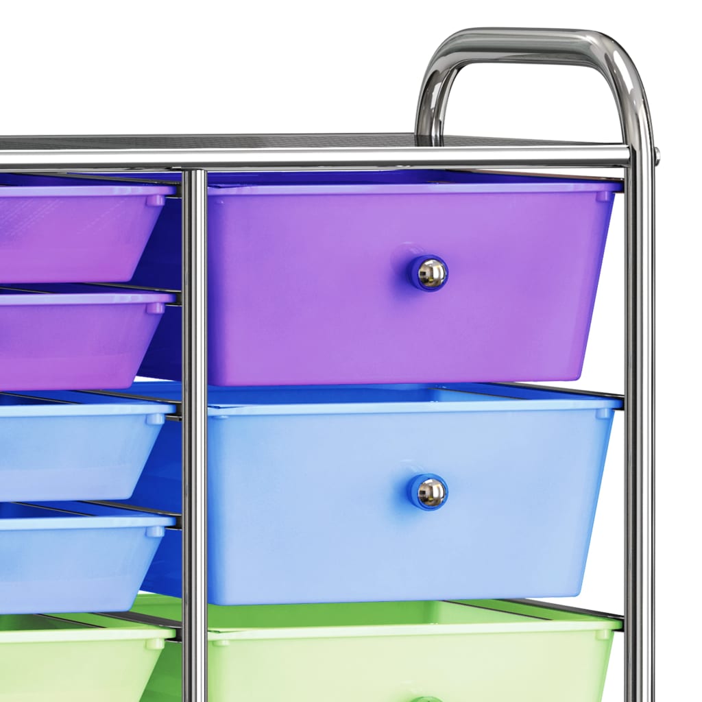 vidaXL Mobilus vežimėlis, 15 stalčių, įvairių spalvų, plastikas, XXL